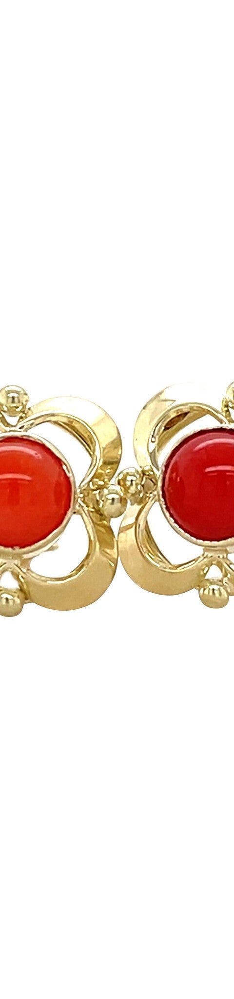 Vintage 14K Gold Stud Earrings with Red Coral